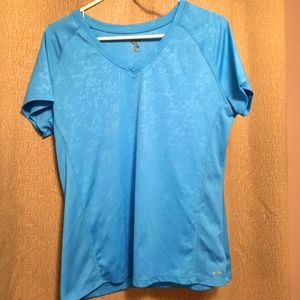 Sky blue/teal Athletic Champion V Neck T Shirt size Large